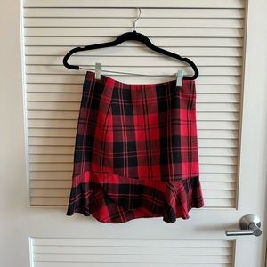 Intermix brand red and black plaid skirt